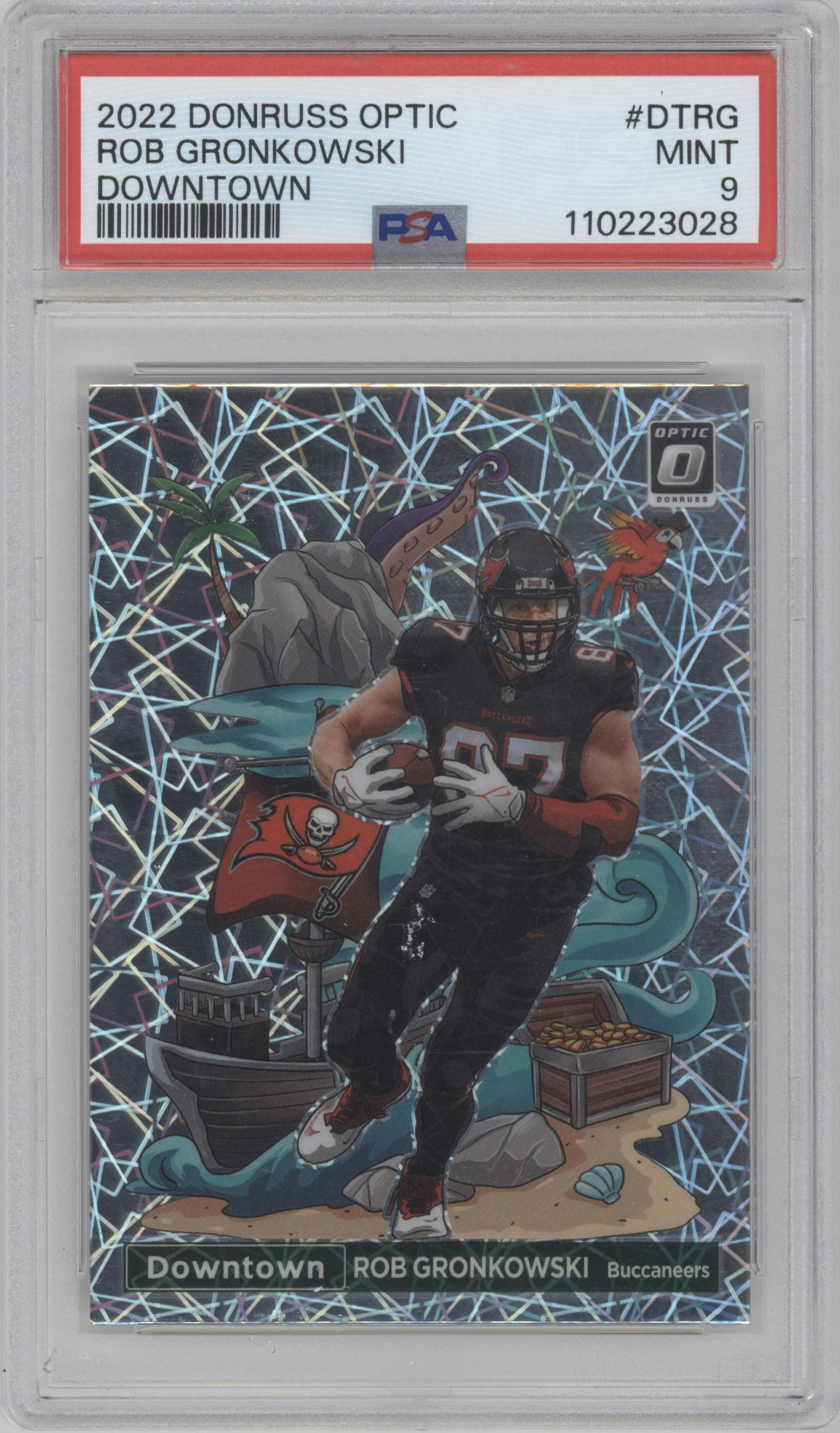 Rob Gronkowski from the 2022 Panini Donruss Optic set graded by PSA and given an overall grade of 9.