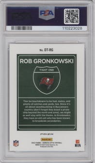 Rob Gronkowski from the 2022 Panini Donruss Optic set graded by PSA and given an overall grade of 9.