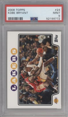 Kobe Bryant from the 2008-09 Topps set graded by PSA and given an overall grade of 9.
