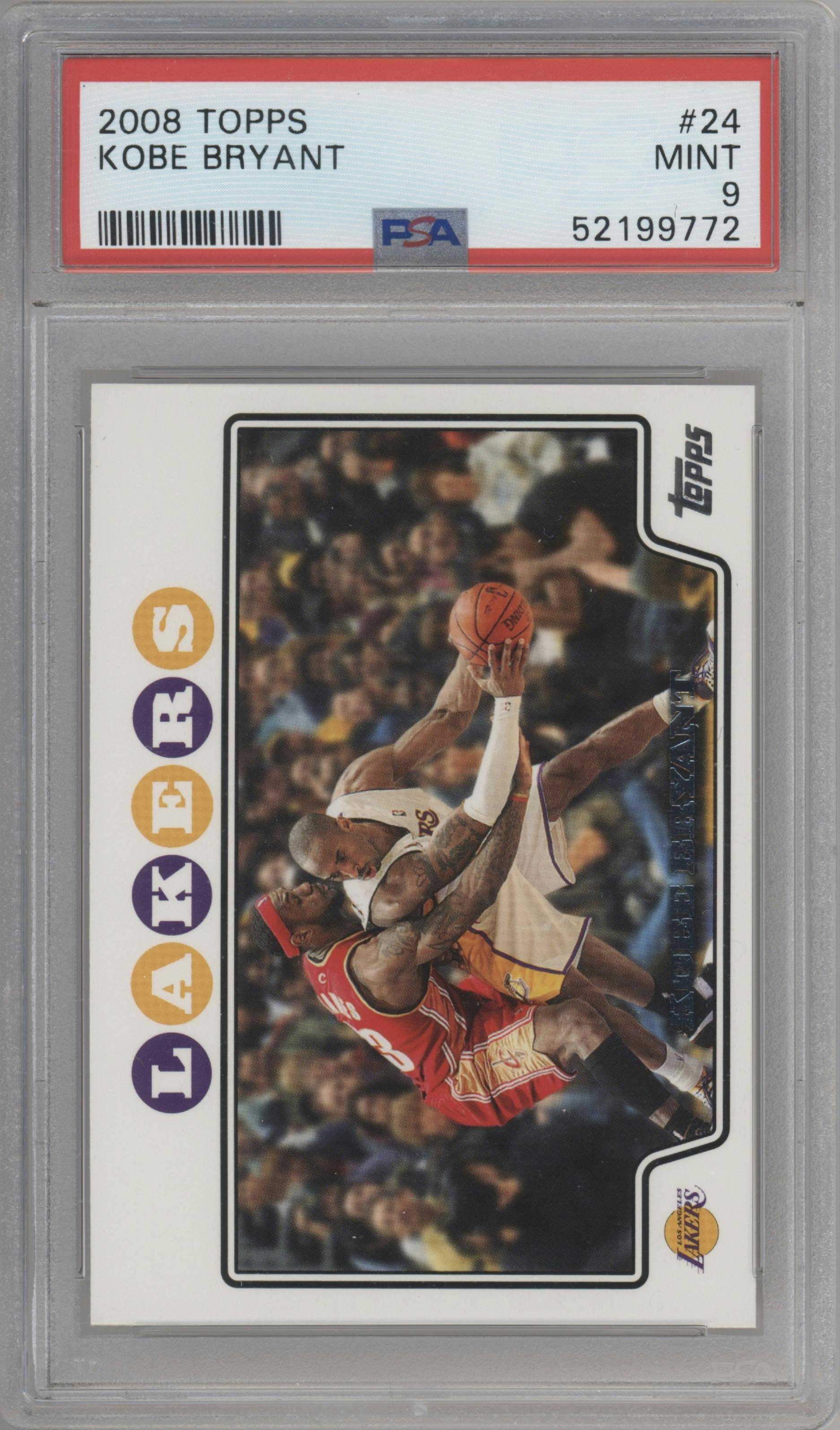 Kobe Bryant from the 2008-09 Topps set graded by PSA and given an overall grade of 9.