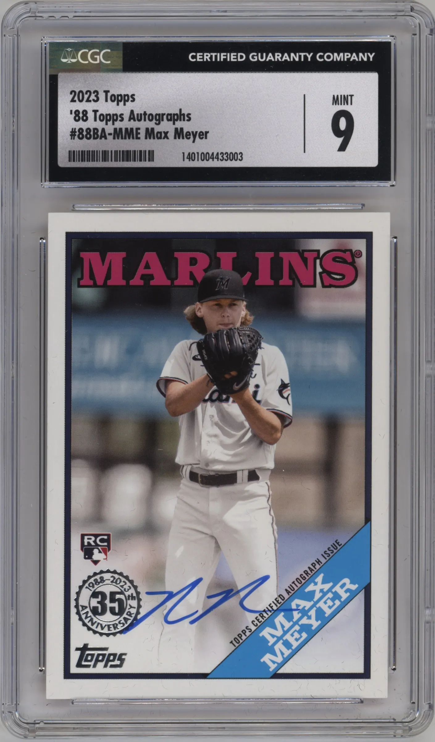 2023 Topps Series 1 1988 Topps Auto Max Meyer #88BA-MME CGC 9
