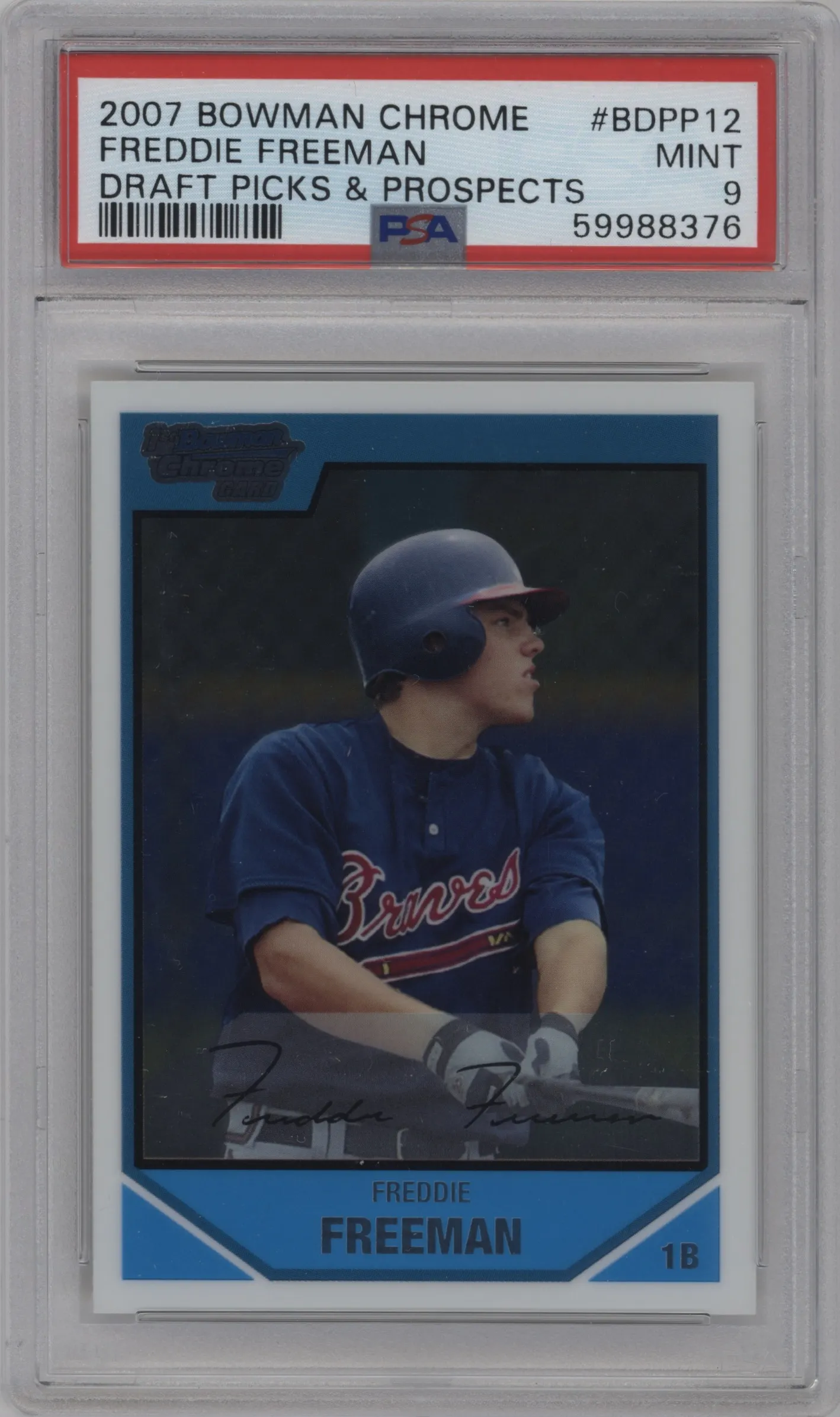 2007 Bowman Draft Picks & Prospects Chrome Freddie Freeman #BDPP12 PSA 9