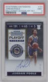 Jordan Poole from the 2019-20 Panini Contenders set featuring a Playoff Ticket parallel graded by PSA and given an overall grade of 9.