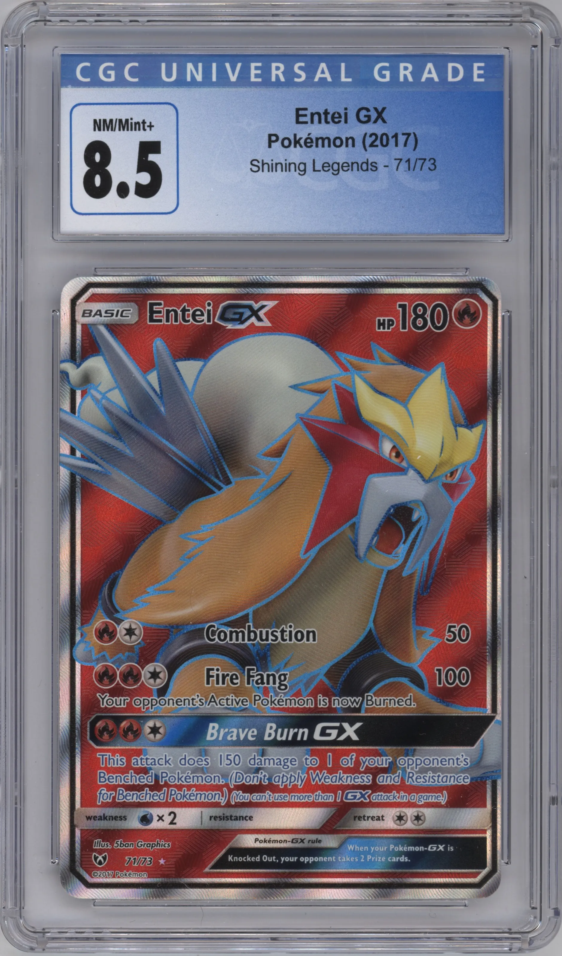 2017 Pokemon S&M Shining Legends Entei GX CGC 8.5