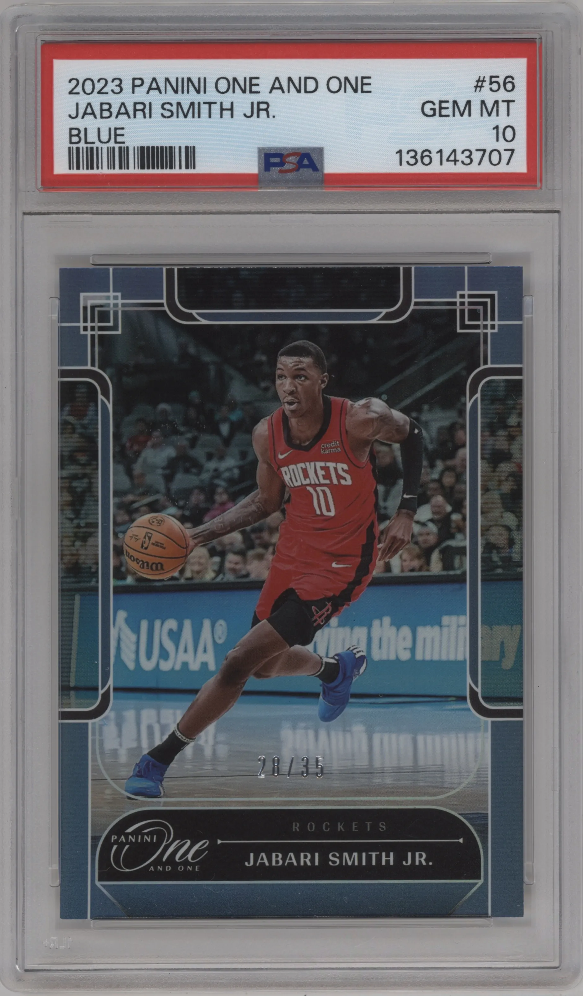 2023 Panini One and One Jabari Smith Jr. Blue PSA 10