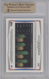 Kyle Schwarber from the 2014 Bowman Draft  set graded by Beckett and given an overall grade of 9.5.