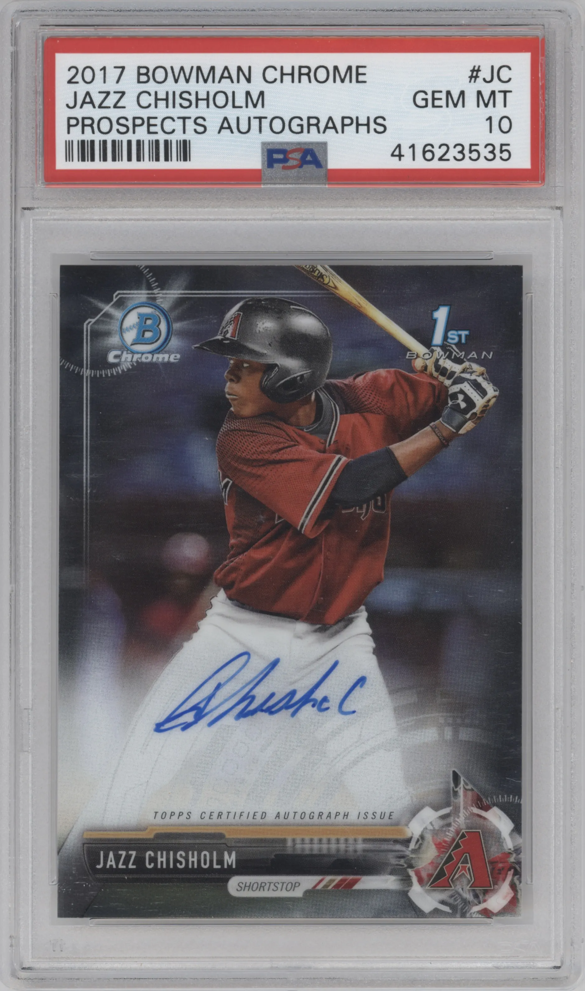 2017 Bowman Chrome Chr.Pros.Auto Jazz Chisholm PSA 10