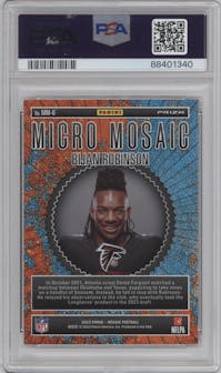 Bijan Robinson from the 2023 Panini Mosaic set graded by PSA and given an overall grade of 10.