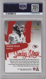 Travis Kelce from the 2024 Donruss Optic set graded by PSA and given an overall grade of 10.