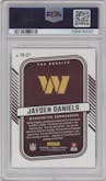 Jayden Daniels from the 2024 Donruss set graded by PSA and given an overall grade of 9.