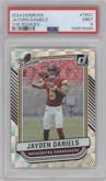 Jayden Daniels from the 2024 Donruss set graded by PSA and given an overall grade of 9.