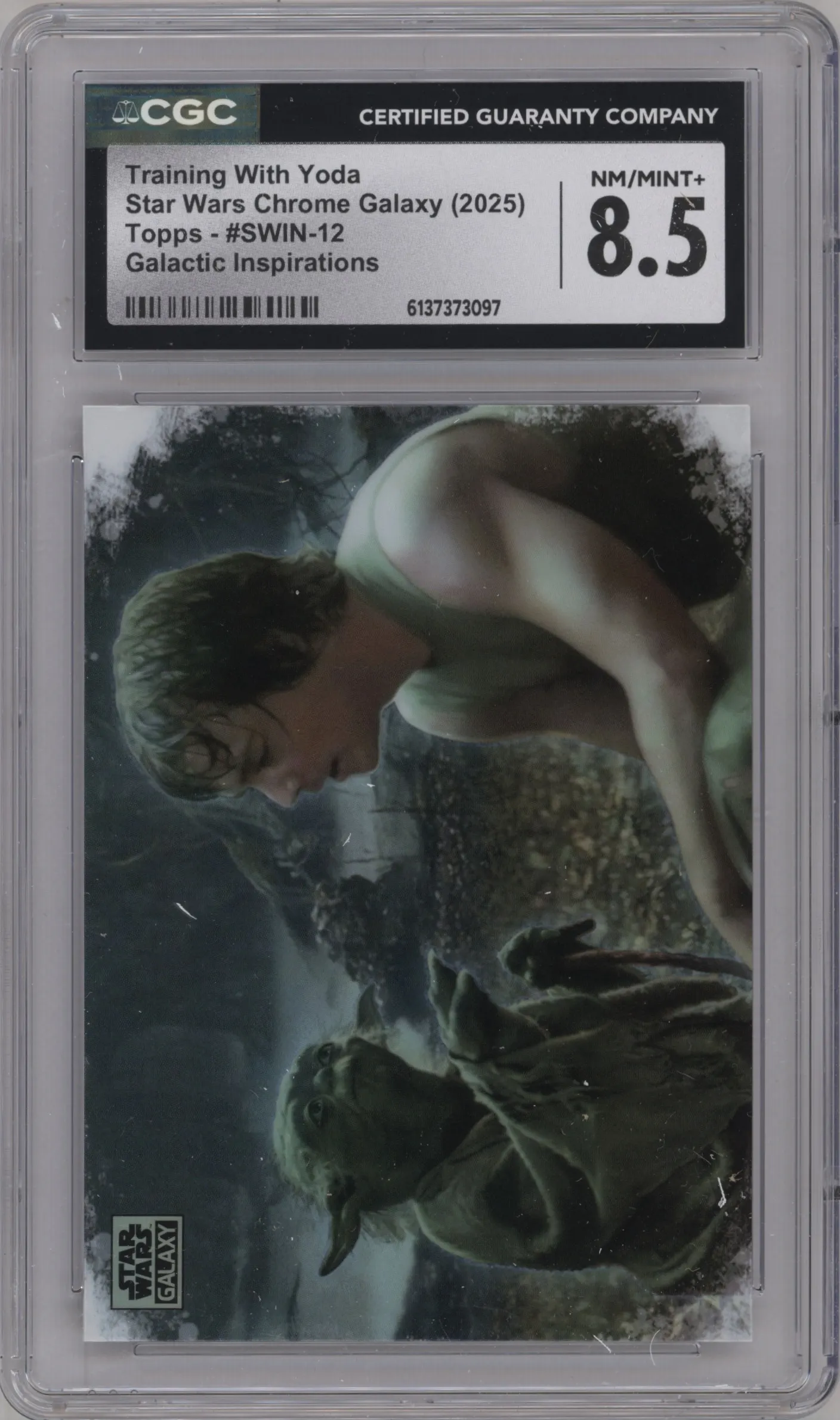 2025 Topps Chrome Star Wars Galaxy Galactic Inspirations Training With Yoda #SWIN-12 CGC 8.5
