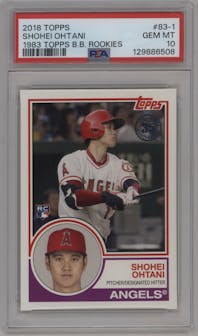 Shohei Ohtani from the 2018 Topps Series 2 set graded by PSA and given an overall grade of 10.