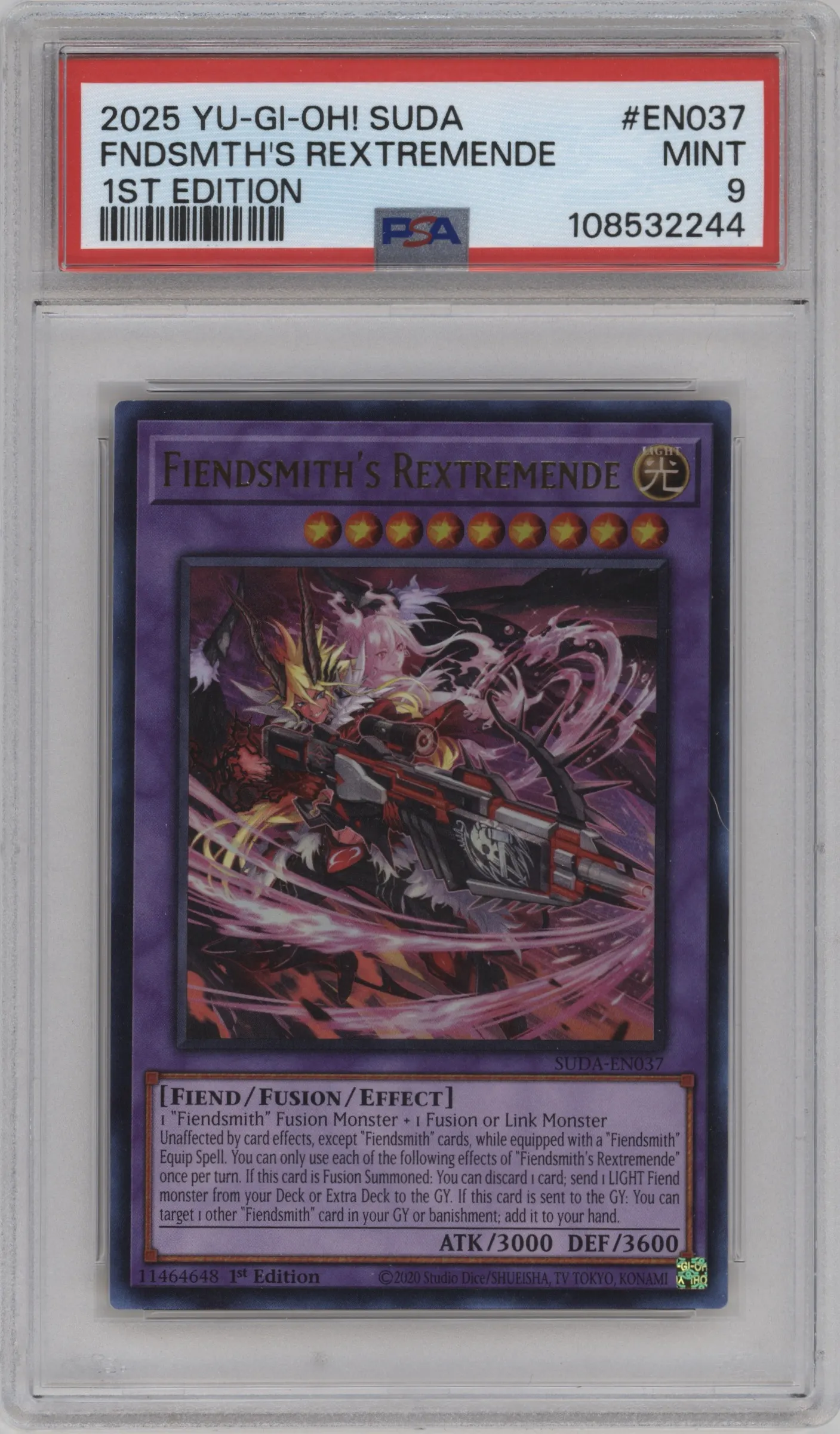 2025 Yu-Gi-Oh! Supreme Darkness Fiendsmith's Rextremende #SUDA-EN037 PSA 9