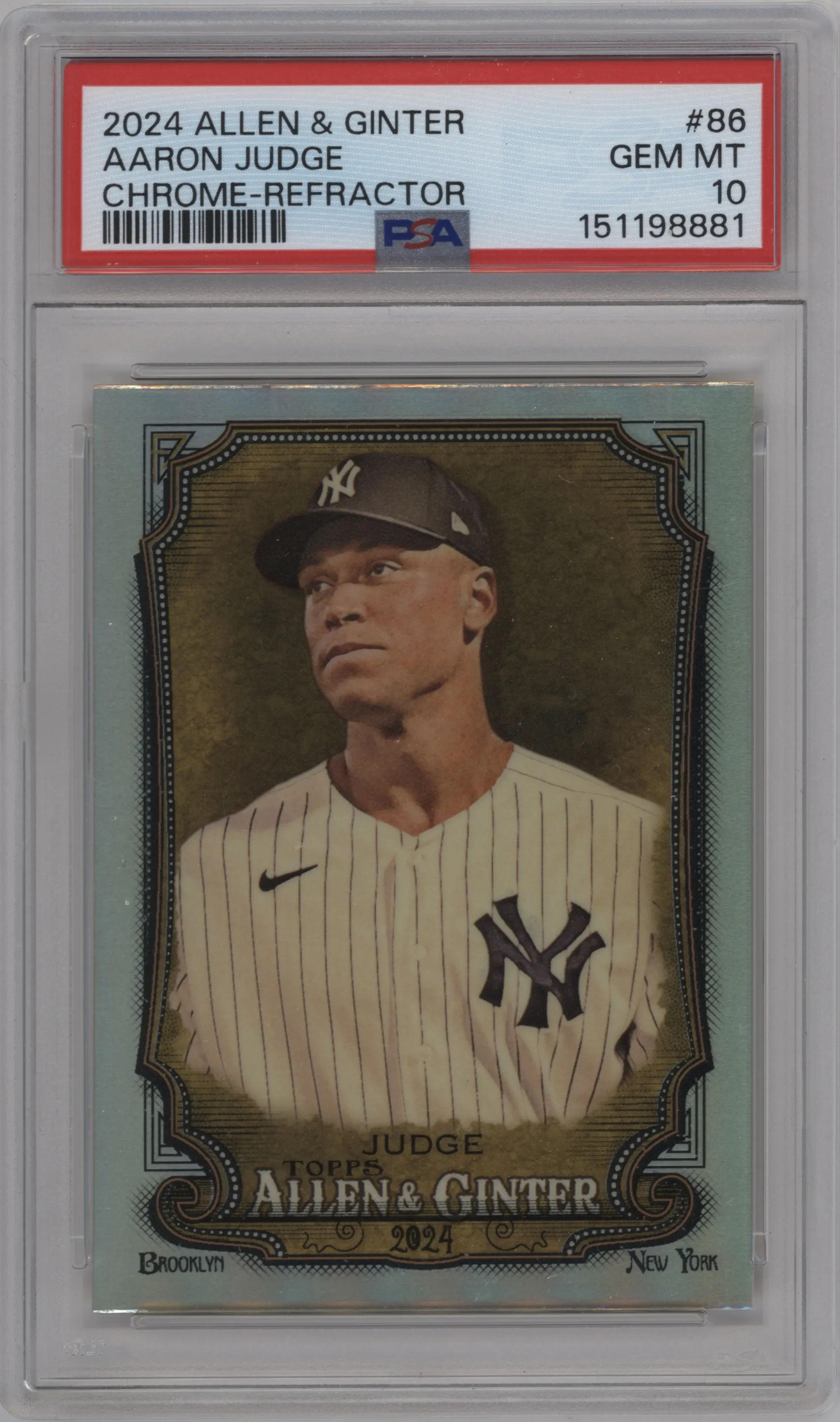 2024 Topps Allen & Ginter Chrome Aaron Judge Refractor #86 PSA 10