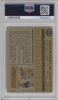 Willie McCovey from the 1960 Topps set graded by PSA and given an overall grade of 2.5.