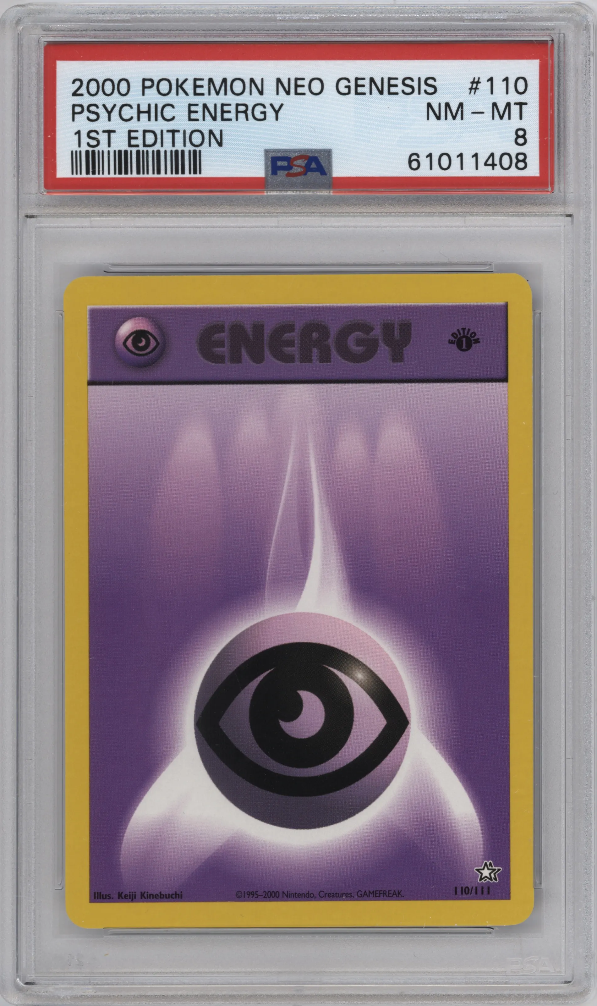 2000 Pokemon Neo Genesis Psychic Energy #110 PSA 8