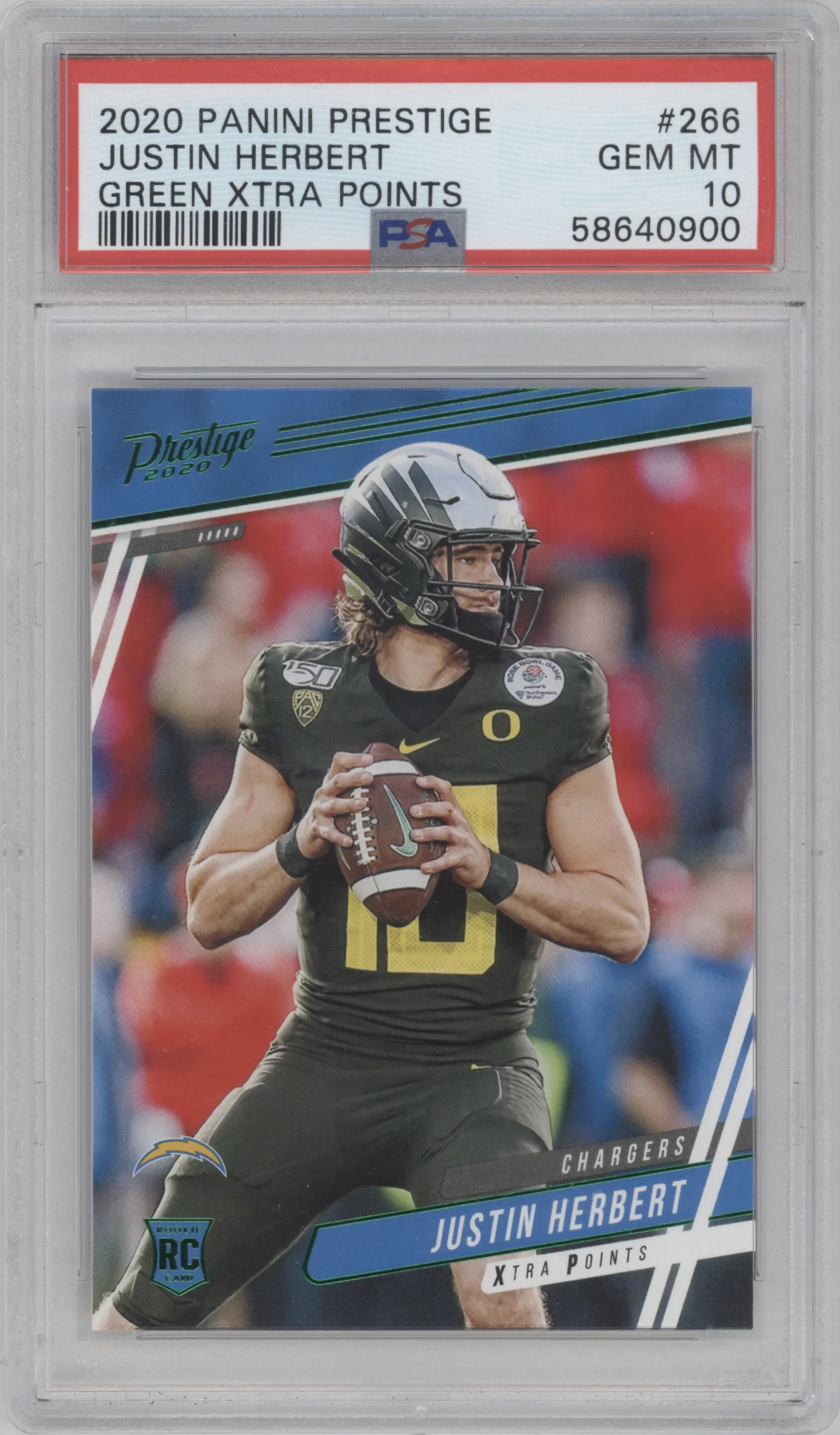 2020 Panini Prestige Justin Herbert Xtra Points Green PSA 10