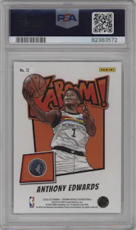 Anthony Edwards from the 2022-23 Panini Crown Royale set graded by PSA and given an overall grade of 10.