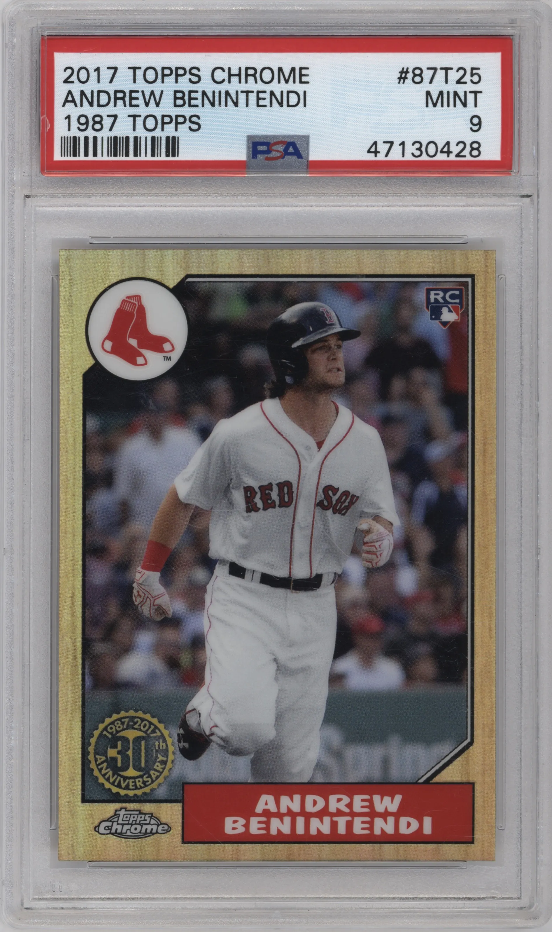 2017 Topps Chrome 1987 Topps Andrew Benintendi PSA 9