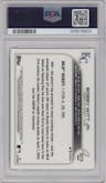 Bobby Witt Jr. from the 2022 Topps Chrome Update set featuring a Purple Refractor parallel graded by PSA and given an overall grade of 9.
