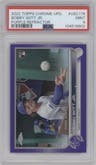 Bobby Witt Jr. from the 2022 Topps Chrome Update set featuring a Purple Refractor parallel graded by PSA and given an overall grade of 9.