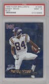Randy Moss from the 1998 Fleer Brilliants set featuring a Blue parallel graded by PSA and given an overall grade of 9.