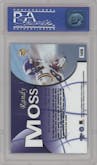 Randy Moss from the 1998 Fleer Brilliants set featuring a Blue parallel graded by PSA and given an overall grade of 9.