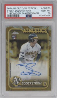 Tyler Soderstrom from the 2024 Topps Gilded Collection set graded by PSA and given an overall grade of 10.