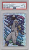 Michael Harris II from the 2023 Bowman's Best set featuring a Mini-Diamond parallel graded by PSA and given an overall grade of 10.