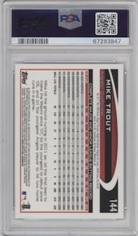 Mike Trout from the 2012 Topps Chrome set graded by PSA and given an overall grade of 10.