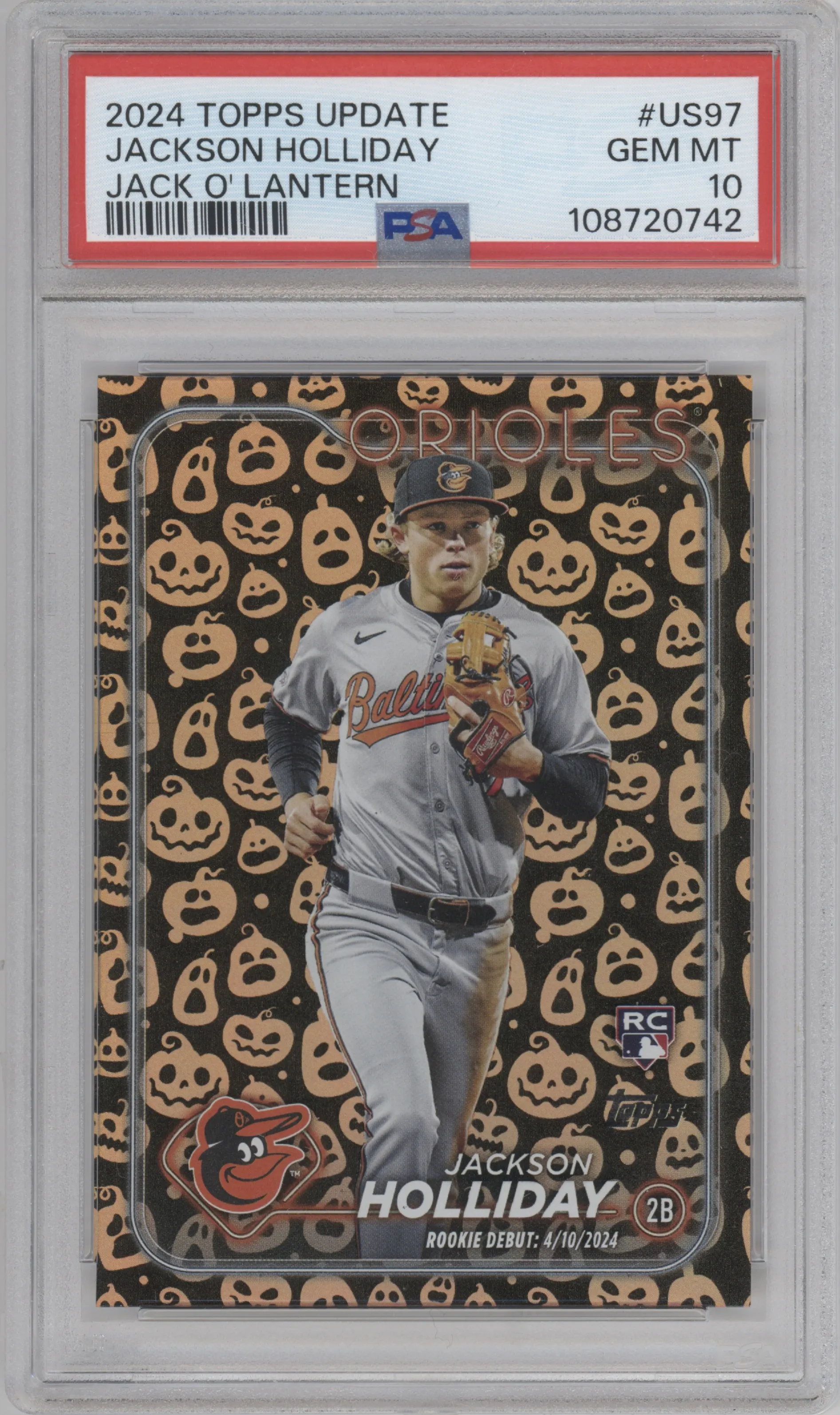 2024 Topps Update Jackson Holliday Holiday Jack O'Lanterns PSA 10