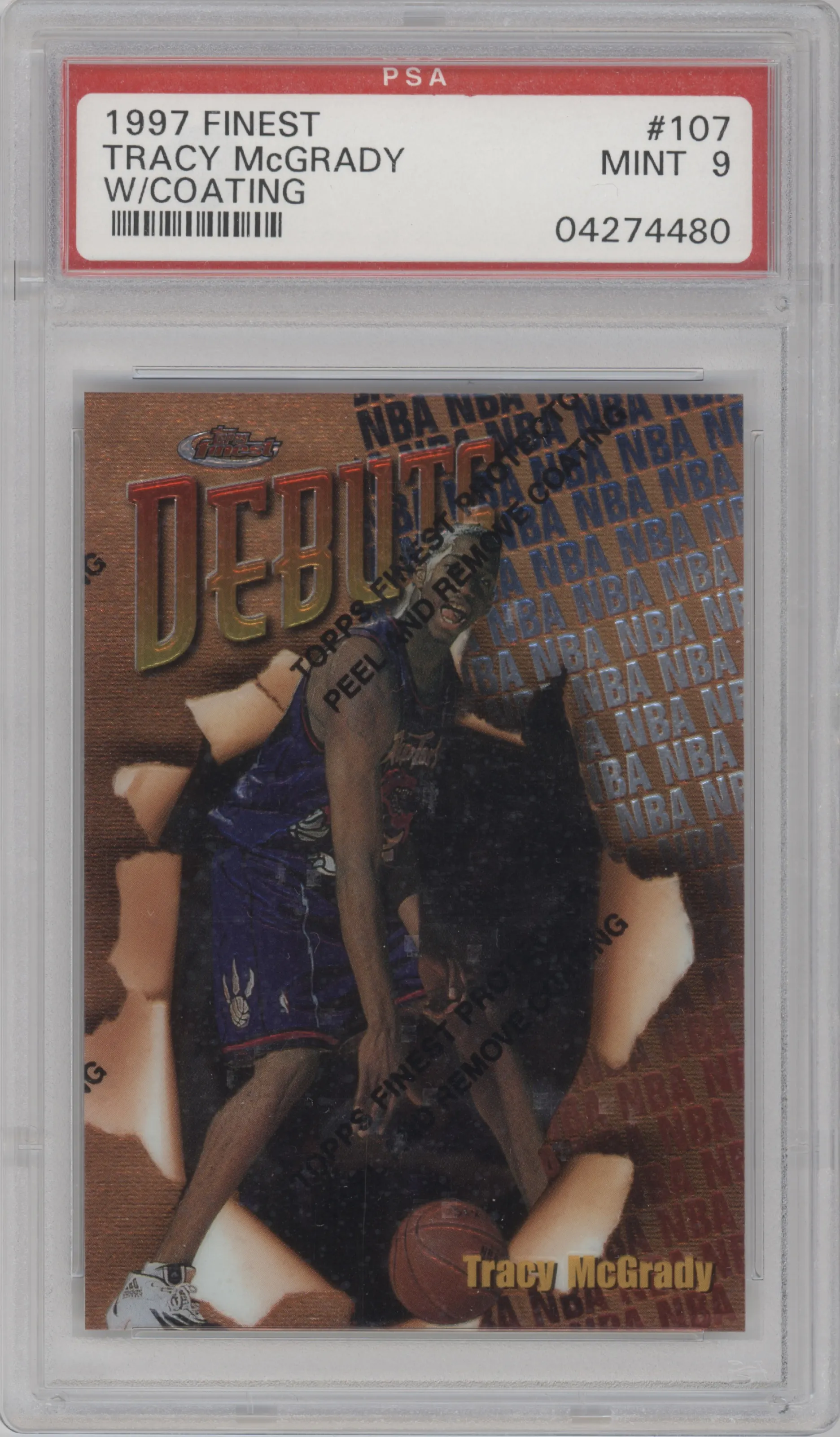 1997 Topps Finest Tracy McGrady W/ Coating #107 PSA 9