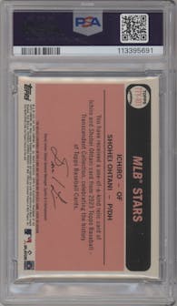 Ichiro Suzuki/Shohei Ohtani from the 2023 Topps Transcendent Collection set graded by PSA and given an overall grade of 9.