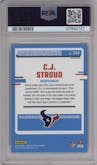 C.J. Stroud from the 2023 Donruss Optic set featuring a Holo parallel graded by PSA and given an overall grade of 9.