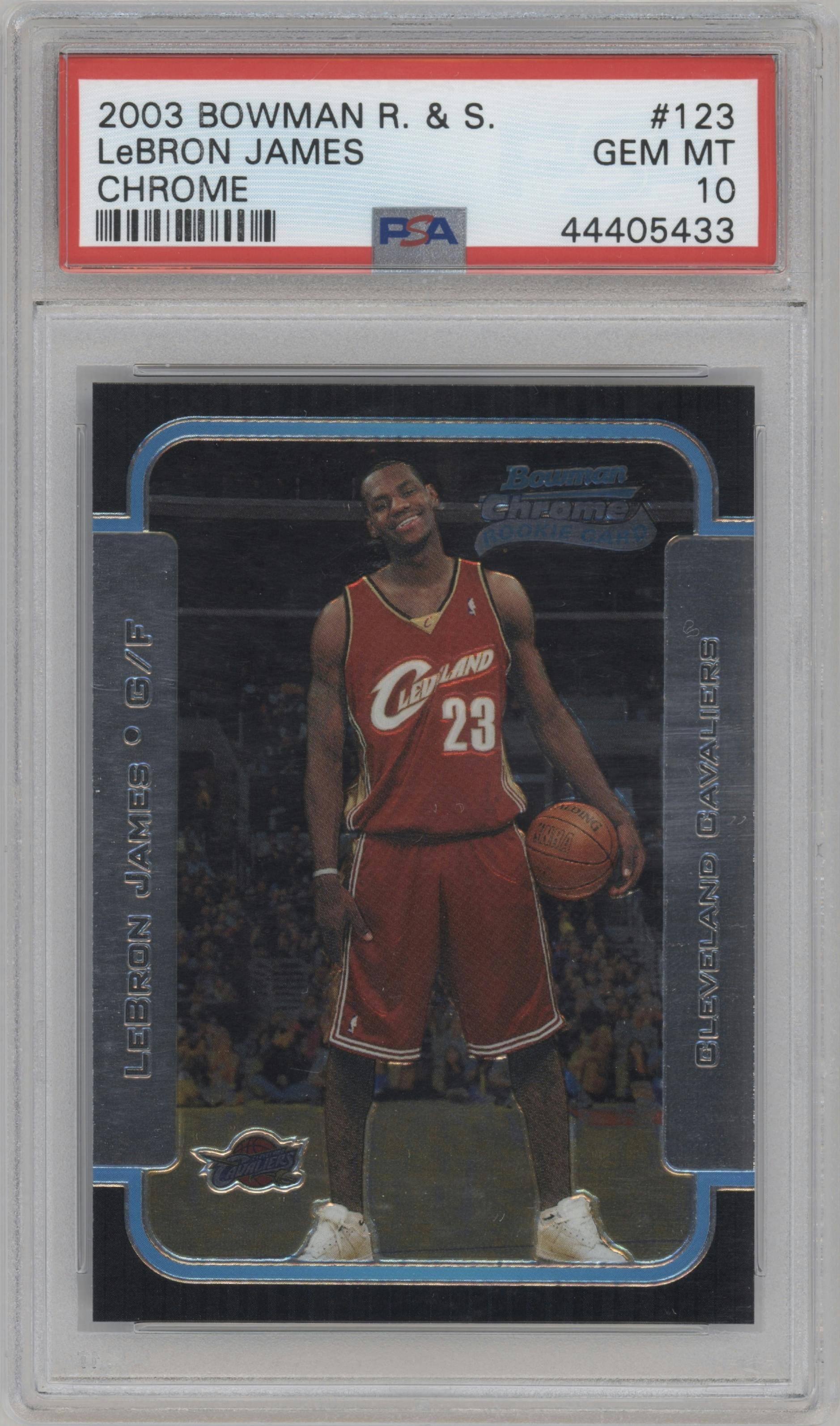 LeBron James from the 2003-04 Bowman set graded by PSA and given an overall grade of 10.