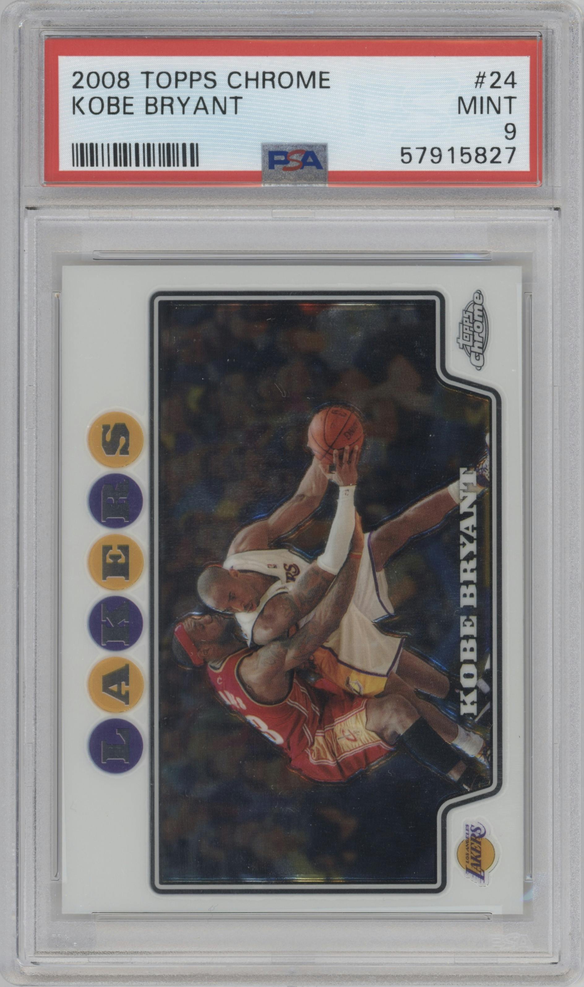 Kobe Bryant from the 2008-09 Topps Chrome  set graded by PSA and given an overall grade of 9.