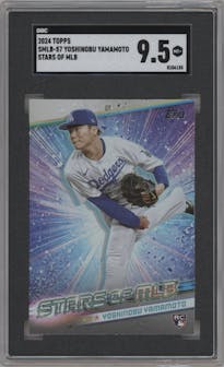 Yoshinobu Yamamoto from the 2024 Topps  set graded by SGC and given an overall grade of 9.5.