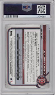 Ceddanne Rafaela from the 2022 Bowman Chrome set graded by PSA and given an overall grade of 10.