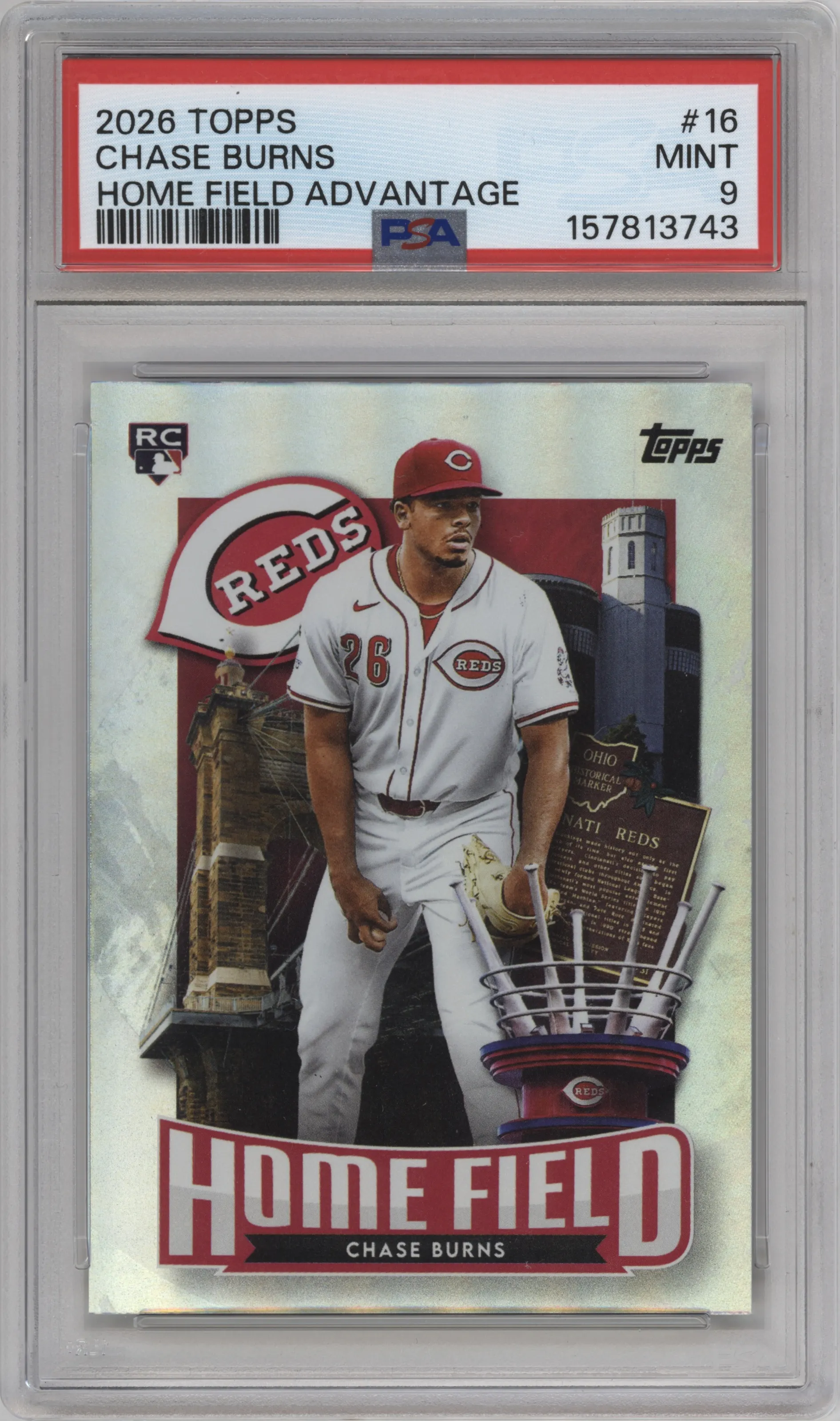 2026 Topps Home Field Advantage Chase Burns #HA-16 PSA 9