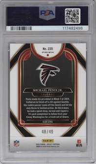 Michael Penix Jr. from the 2024 Panini Select set featuring a Red Prizm parallel graded by PSA and given an overall grade of 10.