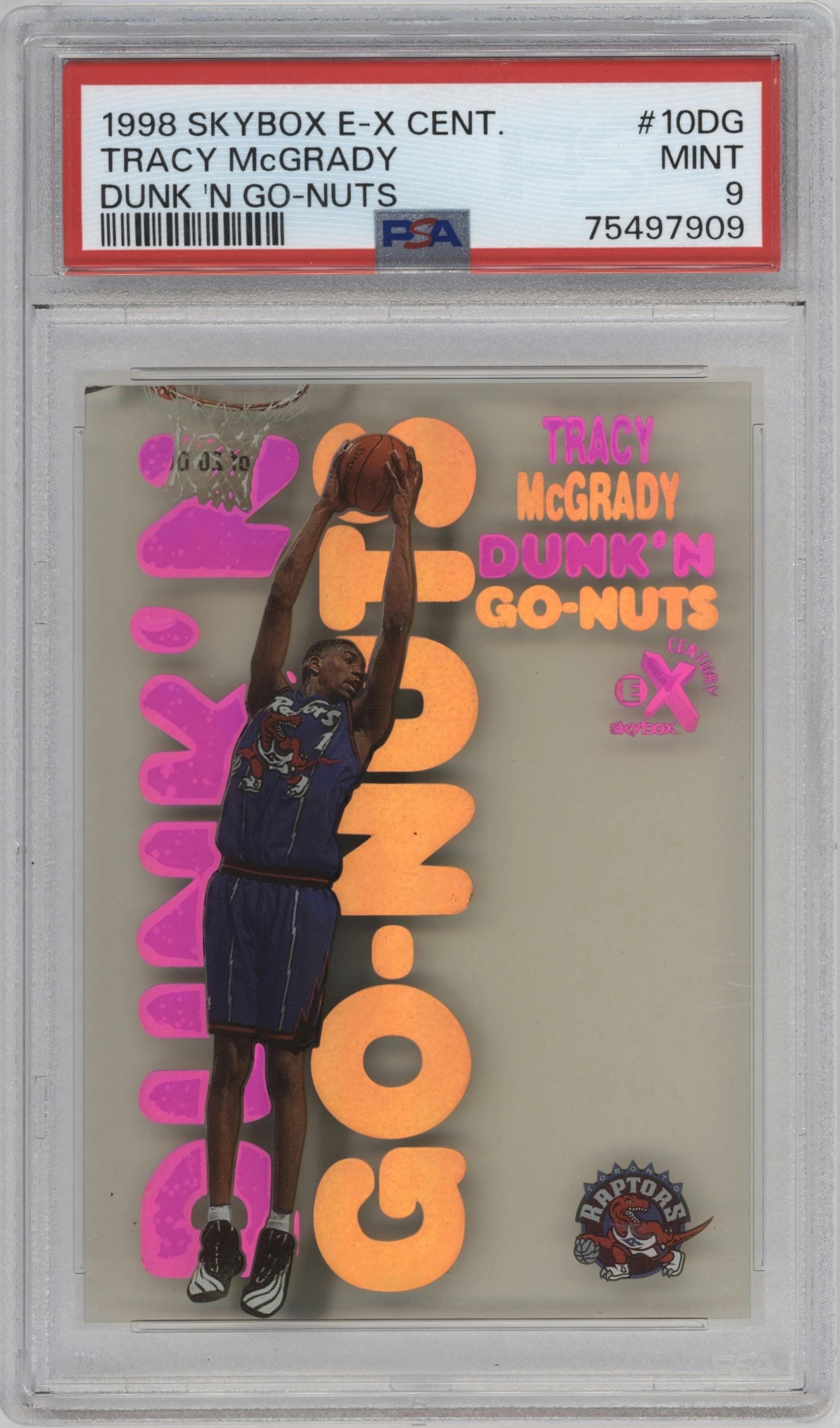 Tracy McGrady from the 1998-99 Skybox E-X Century set graded by PSA and given an overall grade of 9.