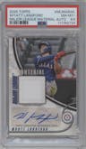 Wyatt Langford from the 2025 Topps set graded by PSA and given an overall grade of 8.5.