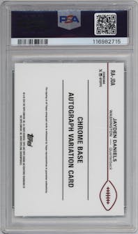 Jayden Daniels from the 2024 Topps Chrome set featuring a Aqua Geometric Refractor parallel graded by PSA and given an overall grade of 10.