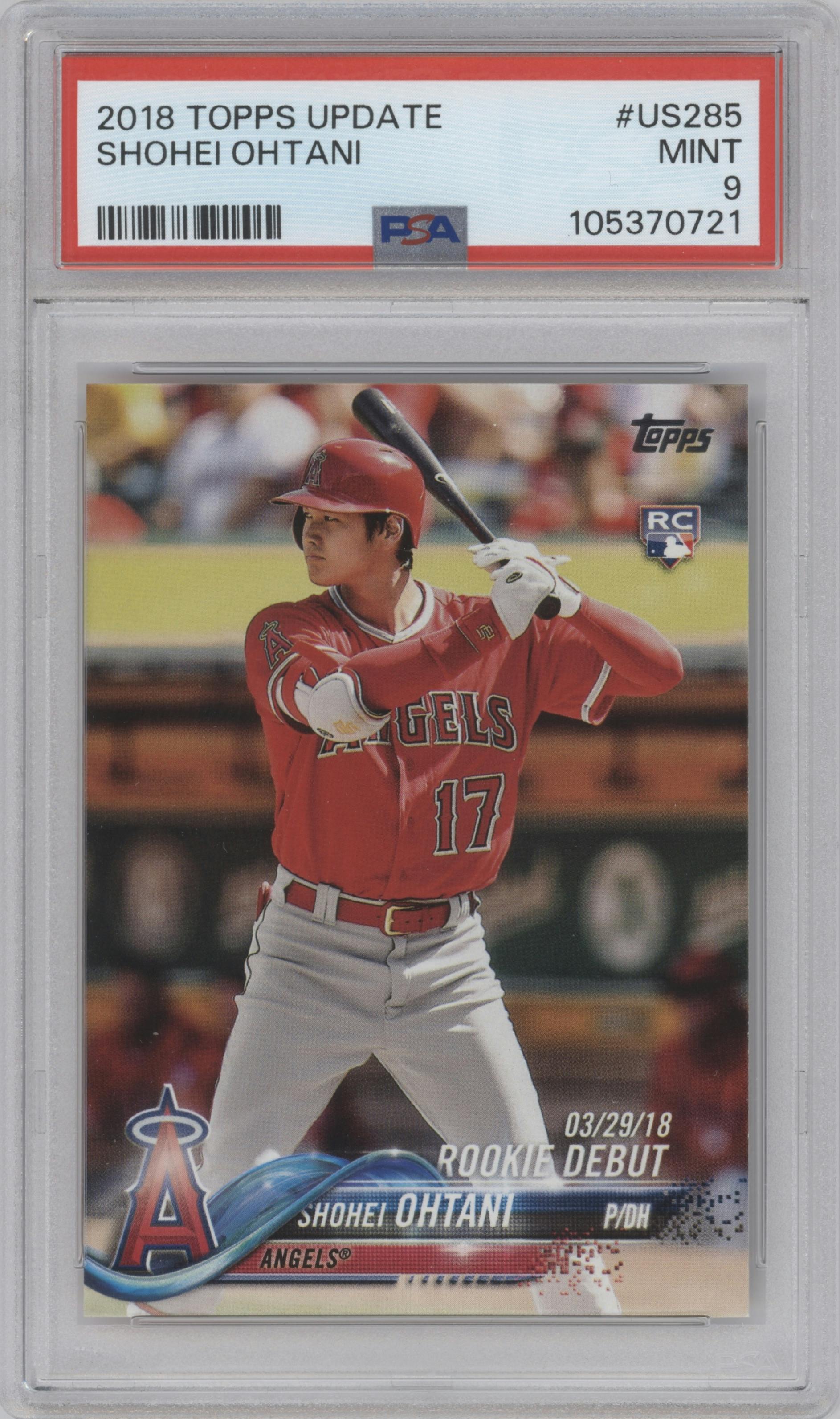 Shohei Ohtani from the 2018 Topps Update set graded by PSA and given an overall grade of 9.