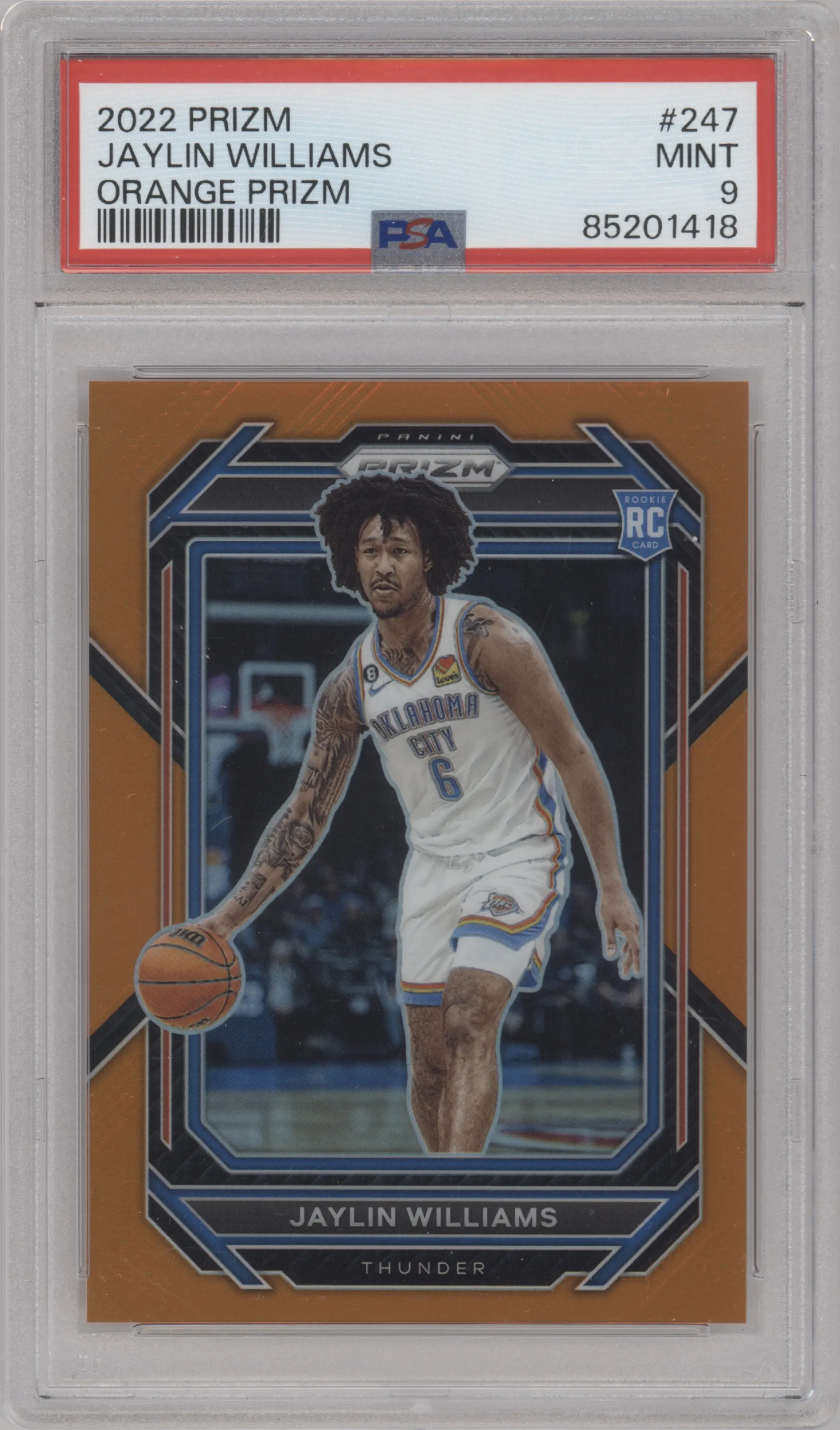 2022 Panini Prizm Jaylin Williams Orange Prizm PSA 9