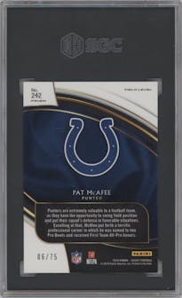 Pat McAfee from the 2018 Panini Select set featuring a Copper Prizm parallel graded by SGC and given an overall grade of 10.