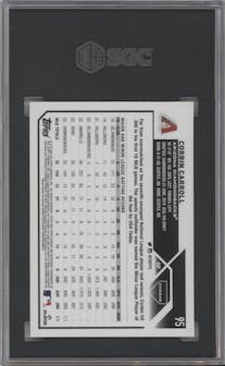 Corbin Carroll from the 2023 Topps Chrome set featuring a X-Fractor parallel graded by SGC and given an overall grade of 10.