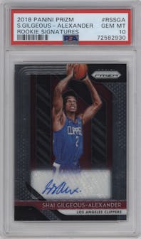 Shai Gilgeous-Alexander from the 2018-19 Panini Prizm set graded by PSA and given an overall grade of 10.