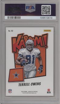 Terrell Owens from the 2024 Panini Absolute set graded by PSA and given an overall grade of 9.